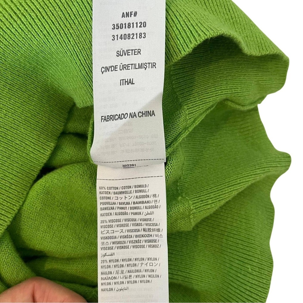 Hollister Womens Lime Green V-Neck Logo Sweater Large Cotton Blend‎ Y2K Spring - Picture 6 of 7